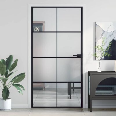 vidaXL Innentür Schlank Schwarz 102,5x201,5 cm Hartglas & Aluminium - Schwarz vidaXL Innentür Schlank Schwarz 102,5x201,5 cm Hartglas & Aluminium - Schwarz