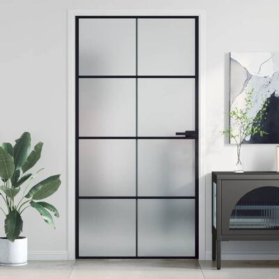 vidaXL Innentür Schlank Schwarz 102,5x201,5 cm Hartglas & Aluminium - Schwarz vidaXL Innentür Schlank Schwarz 102,5x201,5 cm Hartglas & Aluminium - Schwarz