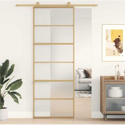vidaXL Schiebetür Golden 76x205 cm Matt ESG-Glas und Aluminium - Gold vidaXL Schiebetür Golden 76x205 cm Matt ESG-Glas und Aluminium - Gold