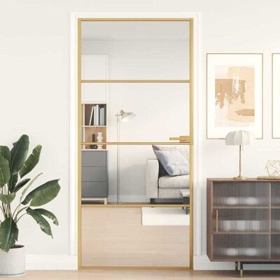 vidaXL Innentür Schlank Golden 93x201,5 cm Hartglas und Aluminium - Schwarz vidaXL Innentür Schlank Golden 93x201,5 cm Hartglas und Aluminium - Schwarz