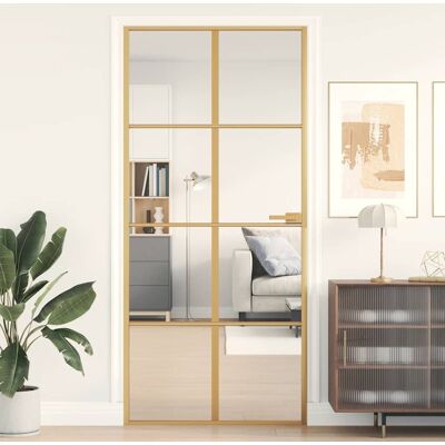 vidaXL Innentür Schlank Golden 93x201,5 cm Hartglas und Aluminium - Schwarz vidaXL Innentür Schlank Golden 93x201,5 cm Hartglas und Aluminium - Schwarz