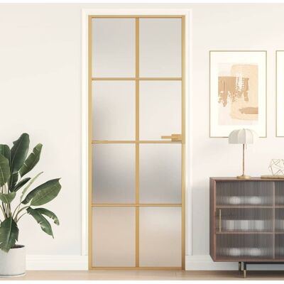 vidaXL Innentür Schlank Golden 76x201,5 cm Hartglas und Aluminium - Schwarz vidaXL Innentür Schlank Golden 76x201,5 cm Hartglas und Aluminium - Schwarz