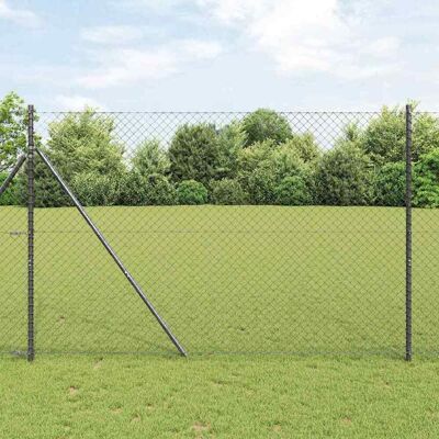 vidaXL Kettenzaun Bodenbefestigung 10 x 1,5 m PVC-beschichteter Stahl - Grau vidaXL Kettenzaun Bodenbefestigung 10 x 1,5 m PVC-beschichteter Stahl - Grau
