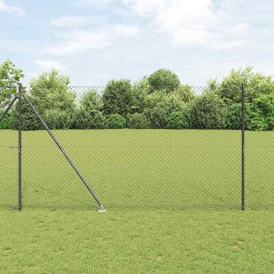 vidaXL Außenkettenzaun mit Spitzen 10 x 1,5 m PVC-beschichteter Stahl - Grau vidaXL Außenkettenzaun mit Spitzen 10 x 1,5 m PVC-beschichteter Stahl - Grau