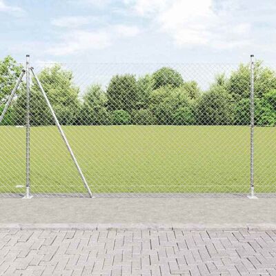 vidaXL Außen-Kettenzaun mit Betonsockel 10 x 1,5 m Verzinkter Stahl - Silber vidaXL Außen-Kettenzaun mit Betonsockel 10 x 1,5 m Verzinkter Stahl - Silber