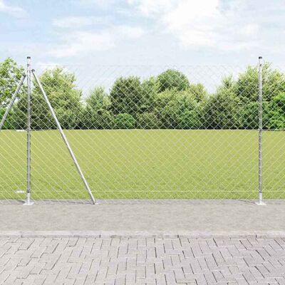 vidaXL Außen-Kettenzaun mit Betonsockel 10 x 1,5 m Verzinkter Stahl - Silber vidaXL Außen-Kettenzaun mit Betonsockel 10 x 1,5 m Verzinkter Stahl - Silber