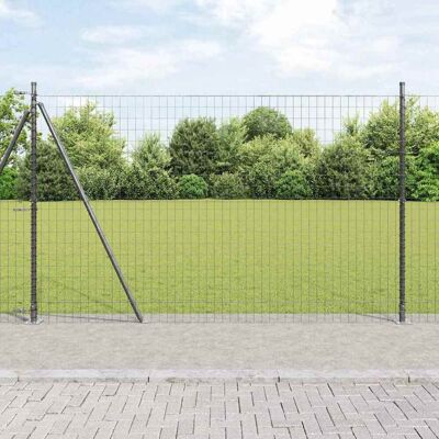 vidaXL Eurozaun mit Betonfundament 10 x 1,4 m PVC-beschichteter Stahl - Grau vidaXL Eurozaun mit Betonfundament 10 x 1,4 m PVC-beschichteter Stahl - Grau