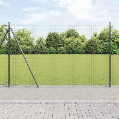 vidaXL Eurozaun mit Betonfundament 10 x 1,6 m PVC-beschichteter Stahl - Grau vidaXL Eurozaun mit Betonfundament 10 x 1,6 m PVC-beschichteter Stahl - Grau