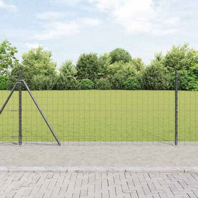 vidaXL Eurozaun mit Betonfundament 10 x 1 m PVC-beschichteter Stahl - Grau vidaXL Eurozaun mit Betonfundament 10 x 1 m PVC-beschichteter Stahl - Grau