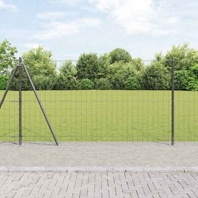 vidaXL Eurozaun mit Betonfundament 10 x 1,2 m PVC-beschichteter Stahl - Grau vidaXL Eurozaun mit Betonfundament 10 x 1,2 m PVC-beschichteter Stahl - Grau