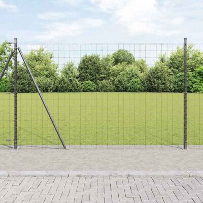 vidaXL Eurozaun mit Betonfundament 10 x 1,4 m PVC-beschichteter Stahl - Grau vidaXL Eurozaun mit Betonfundament 10 x 1,4 m PVC-beschichteter Stahl - Grau