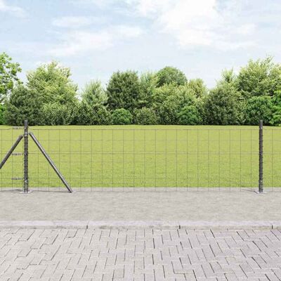 vidaXL Eurozaun mit Betonfundament 50 x 0,6 m PVC-beschichteter Stahl - Grau vidaXL Eurozaun mit Betonfundament 50 x 0,6 m PVC-beschichteter Stahl - Grau