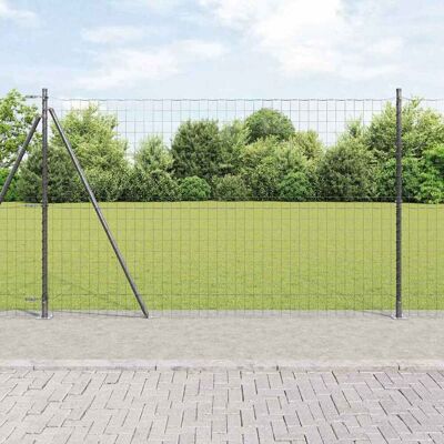 vidaXL Eurozaun mit Betonfundament 10 x 1,4 m PVC-beschichteter Stahl - Grau vidaXL Eurozaun mit Betonfundament 10 x 1,4 m PVC-beschichteter Stahl - Grau