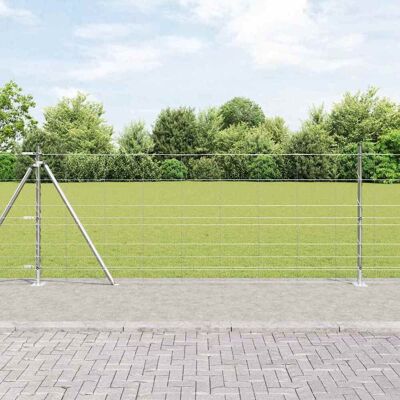 vidaXL Geschweißter Drahtzaun mit Betonfundament 50 x 1 m Silber Netz - Silber vidaXL Geschweißter Drahtzaun mit Betonfundament 50 x 1 m Silber Netz - Silber