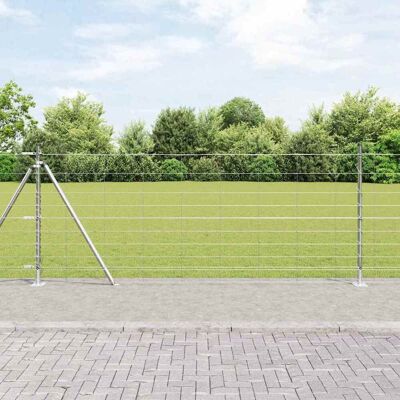 vidaXL Geschweißter Drahtzaun mit Betonfundament 50 x 1 m Silber Netz - Silber vidaXL Geschweißter Drahtzaun mit Betonfundament 50 x 1 m Silber Netz - Silber