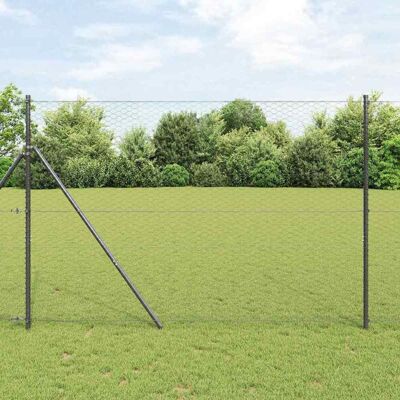 vidaXL Stabiler sechseckiger Zaunfuß 25 x 1,5 m Grau Netz - Grau vidaXL Stabiler sechseckiger Zaunfuß 25 x 1,5 m Grau Netz - Grau