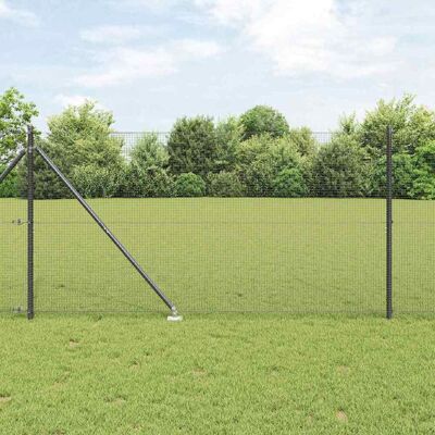 vidaXL Gartenzaun 7 Pfosten Grau 1.4x10 m - Zaun vidaXL Gartenzaun 7 Pfosten Grau 1.4x10 m - Zaun
