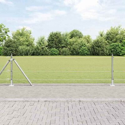 vidaXL Verzinkter Stahlzaun mit 13 Pfosten - Außenbereich vidaXL Verzinkter Stahlzaun mit 13 Pfosten - Außenbereich