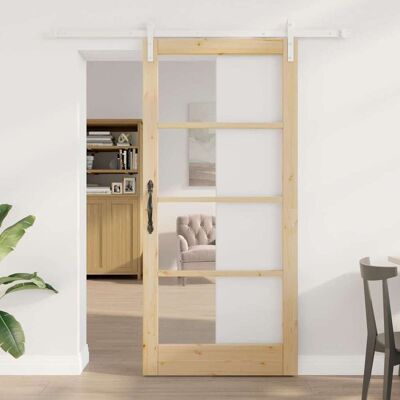 vidaXL Schiebetür ORKDAL Natur 93 x 202 cm Solid Pine Wood and Glass - Braun vidaXL Schiebetür ORKDAL Natur 93 x 202 cm Solid Pine Wood and Glass - Braun