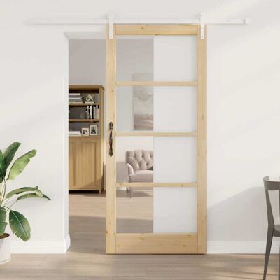vidaXL Schiebetür ORKDAL Natur 93 x 211 cm Solid Pine Wood and Glass - Braun vidaXL Schiebetür ORKDAL Natur 93 x 211 cm Solid Pine Wood and Glass - Braun