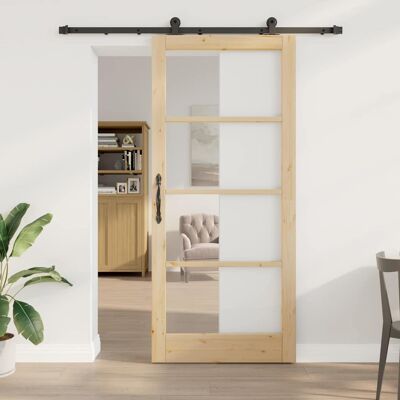 vidaXL Schiebetür ORKDAL Natürlich und Schwarz 93 x 211 cm - Braun vidaXL Schiebetür ORKDAL Natürlich und Schwarz 93 x 211 cm - Braun
