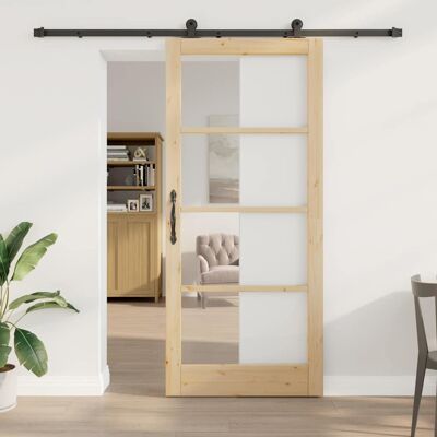 vidaXL Schiebetür ORKDAL Natur 93 x 211 cm Solid Pine Wood and Glass - Braun vidaXL Schiebetür ORKDAL Natur 93 x 211 cm Solid Pine Wood and Glass - Braun