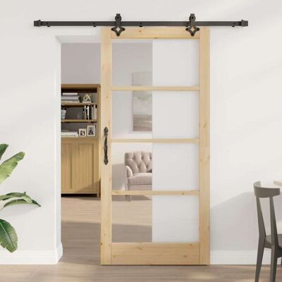 vidaXL Schiebetür ORKDAL Natürlich und Schwarz 93 x 202 cm - Braun vidaXL Schiebetür ORKDAL Natürlich und Schwarz 93 x 202 cm - Braun