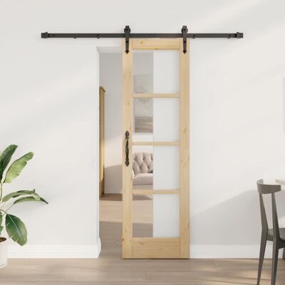 vidaXL Schiebetür Natur 61 x 198,5 cm Solid Pine Wood and Glass - Braun vidaXL Schiebetür Natur 61 x 198,5 cm Solid Pine Wood and Glass - Braun