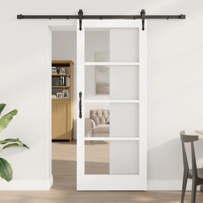 vidaXL Schiebetür Weiß und Schwarz 83 x 202 cm - Weiß vidaXL Schiebetür Weiß und Schwarz 83 x 202 cm - Weiß