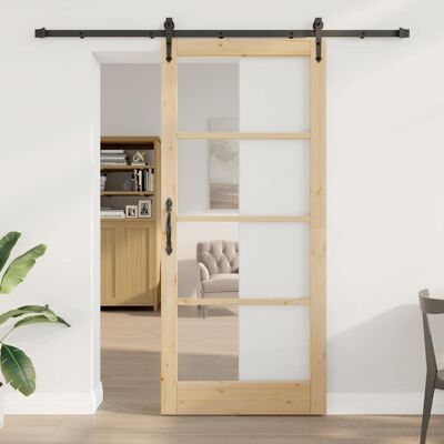 vidaXL Schiebetür ORKDAL Natur 93 x 211 cm Solid Pine Wood and Glass - Braun vidaXL Schiebetür ORKDAL Natur 93 x 211 cm Solid Pine Wood and Glass - Braun