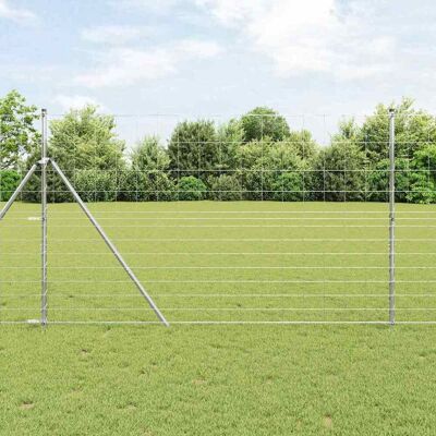 vidaXL Wildzaun Feuerverzinkt 1000 x 150 x 0,18 cm Eisen - Silber vidaXL Wildzaun Feuerverzinkt 1000 x 150 x 0,18 cm Eisen - Silber