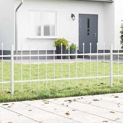 vidaXL Gartenzaun Weiß Langlebiger Stahl - Gartenzaun vidaXL Gartenzaun Weiß Langlebiger Stahl - Gartenzaun
