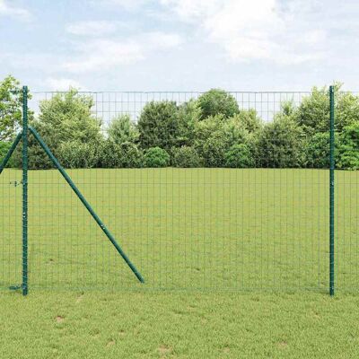 vidaXL Eurozaun Grün 1,5 x 10 m PVC-beschichtetes Eisen - Grün vidaXL Eurozaun Grün 1,5 x 10 m PVC-beschichtetes Eisen - Grün