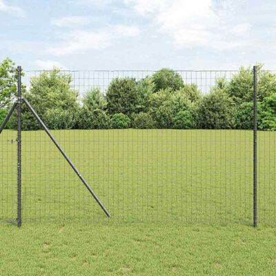 vidaXL Eurozaun Grau 1,5 x 10 m PVC-beschichtetes Eisen - Grau vidaXL Eurozaun Grau 1,5 x 10 m PVC-beschichtetes Eisen - Grau
