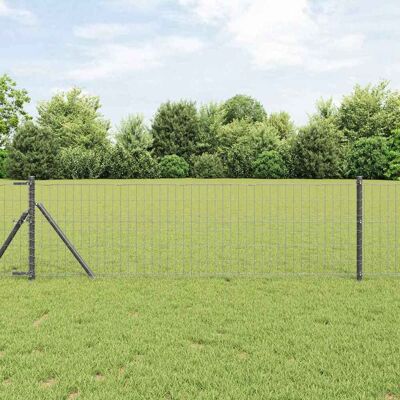 vidaXL Eurozaun Grau 0,6 x 25 m PVC-beschichtetes Eisen - Grau vidaXL Eurozaun Grau 0,6 x 25 m PVC-beschichtetes Eisen - Grau