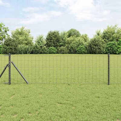 vidaXL Eurozaun Grau 0,6 x 25 m PVC-beschichtetes Eisen - Grau vidaXL Eurozaun Grau 0,6 x 25 m PVC-beschichtetes Eisen - Grau