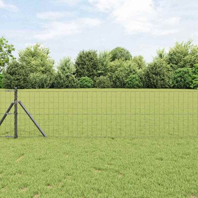 vidaXL Eurozaun Grau 0,6 x 10 m PVC-beschichtetes Eisen - Grau vidaXL Eurozaun Grau 0,6 x 10 m PVC-beschichtetes Eisen - Grau