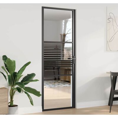 vidaXL Glastür Gestreift Schwarz 76 x 3,5 x 201,5 cm Aluminium - Schwarz vidaXL Glastür Gestreift Schwarz 76 x 3,5 x 201,5 cm Aluminium - Schwarz