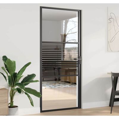 vidaXL Glastür Gestreift Schwarz 93 x 3,5 x 201,5 cm Aluminium - Schwarz vidaXL Glastür Gestreift Schwarz 93 x 3,5 x 201,5 cm Aluminium - Schwarz