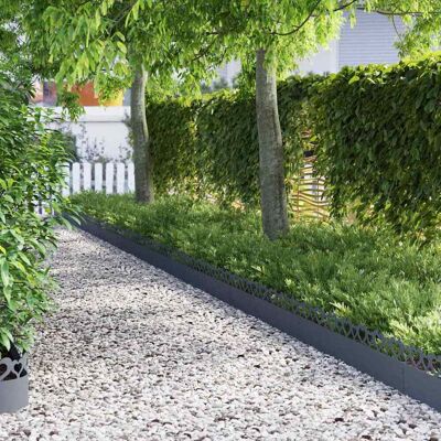 vidaXL Rasenkanten 10 pcs Anthrazit 103 x 0,05 x 22 cm Stahl - Anthrazit vidaXL Rasenkanten 10 pcs Anthrazit 103 x 0,05 x 22 cm Stahl - Anthrazit