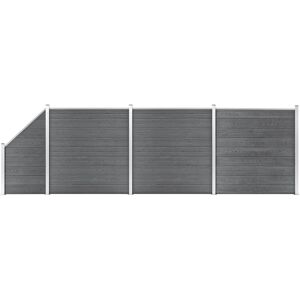 vidaXL WPC Zaun-Set 3 Quadrate + 1 Schräge 619x186 cm Grau - Grau