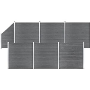 vidaXL WPC Zaun-Set 6 Quadrate + 1 Schräge 1138x186 cm Grau - Grau