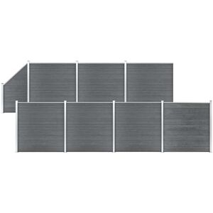 vidaXL WPC Zaun-Set 7 Quadrate + 1 Schräge 1311x186 cm Grau - Grau