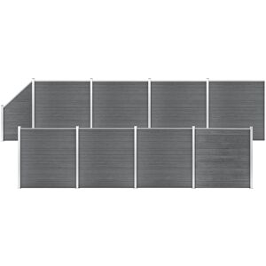 vidaXL WPC Zaun-Set 8 Quadrate + 1 Schräge 1484x186 cm Grau - Grau