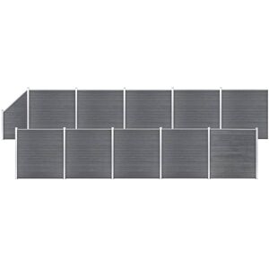 vidaXL WPC Zaun-Set 10 Quadrate + 1 Schräge 1830x186 cm Grau - Grau