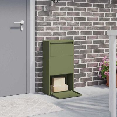 vidaXL Paketdrop-Box mit Speicher Olive Grün 44 x 22 x 82 cm Stahl - Olivgrün vidaXL Paketdrop-Box mit Speicher Olive Grün 44 x 22 x 82 cm Stahl - Olivgrün