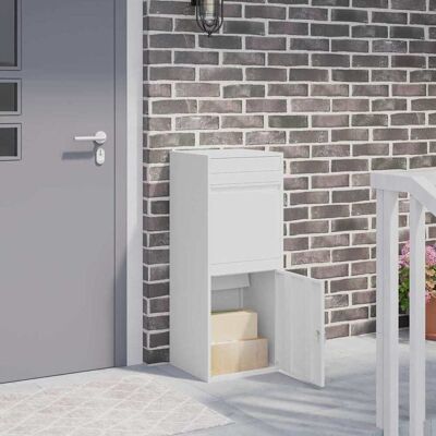 vidaXL Paketdrop-Box mit Speicher mit Tür Weiß 47,5 x 38 x 59 cm Stahl - Weiß vidaXL Paketdrop-Box mit Speicher mit Tür Weiß 47,5 x 38 x 59 cm Stahl - Weiß