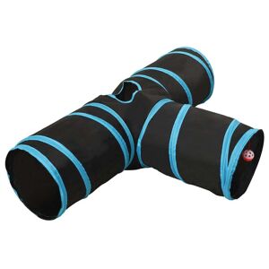 vidaXL Katzentunnel 3-Wege Schwarz und Blau 90 cm Polyester - Schwarz