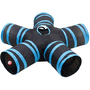 vidaXL Katzentunnel 5-Wege Schwarz und Blau 25 cm Polyester - Schwarz