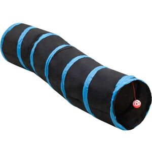 vidaXL Katzentunnel in S-Form Schwarz und Blau 122 cm Polyester - Schwarz